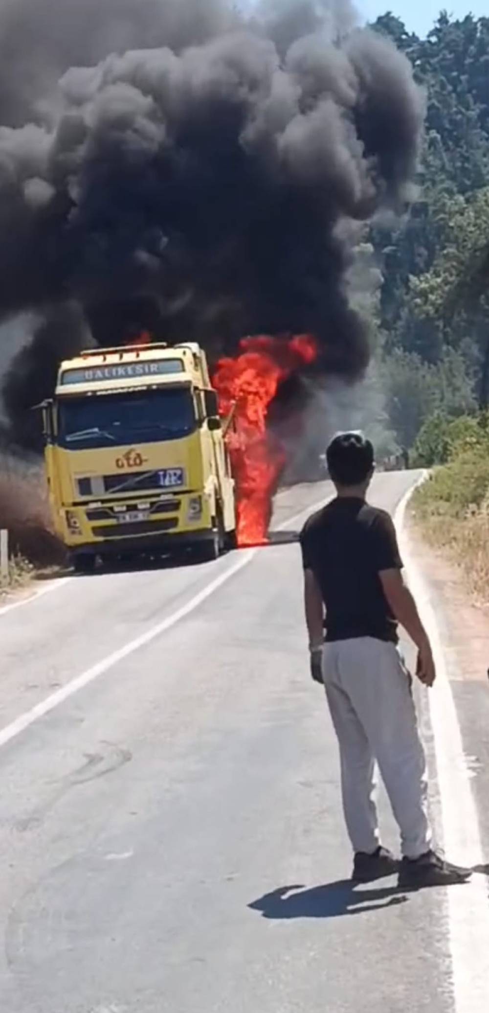 Balıkesir'de kamyondaki yangın ormana sı&ccedil;radı (2)